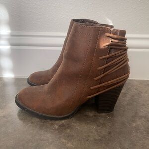 Stylish Brown Ankle Booties with Lace Detail